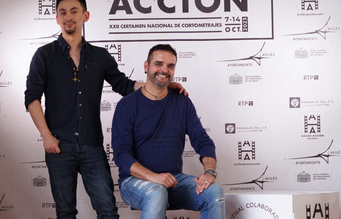 Photocall at the XXII Avilés Acción Film Festival 2023, Roberto F. Canuto and Xu Xiaoxi presenting Water Circles Under Cotton Clouds.
