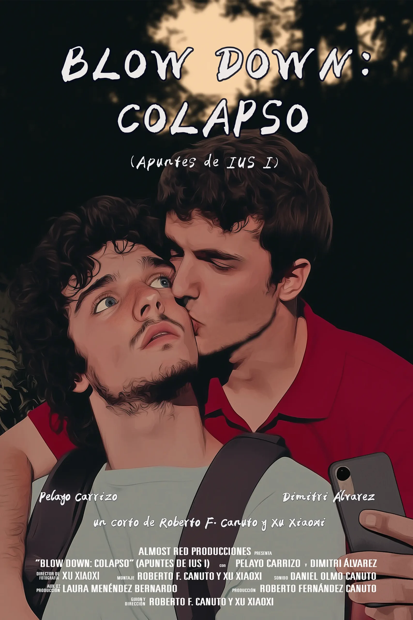 Póster Blow Down Colapso, cortometraje drama LGBTIQ, Roberto F. Canuto, Xu Xiaoxi, Asturias cine