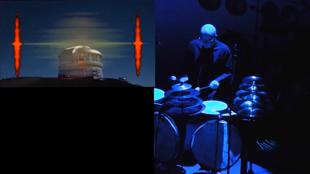 Andrea Centazzo performing the multimedia concert Einstein’s Cosmic Messengers live (2010)