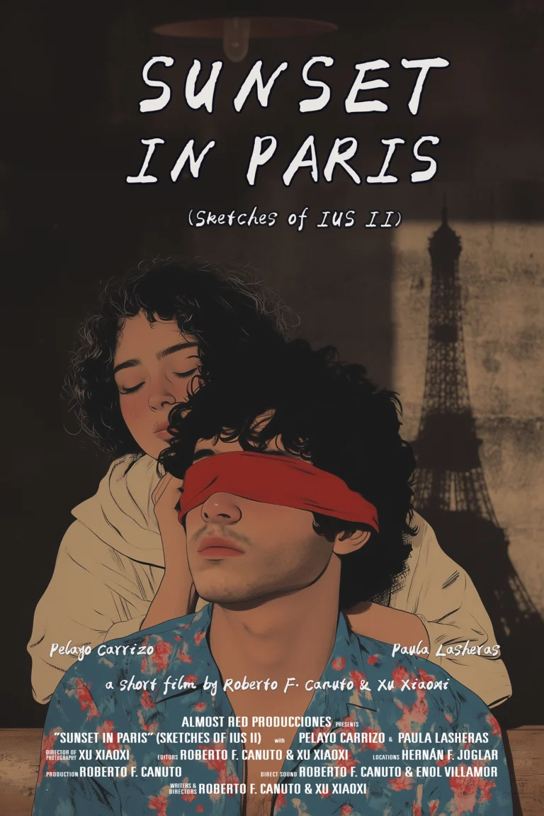 Sunset in Paris film poster, romance short film from the IUS of Time universe