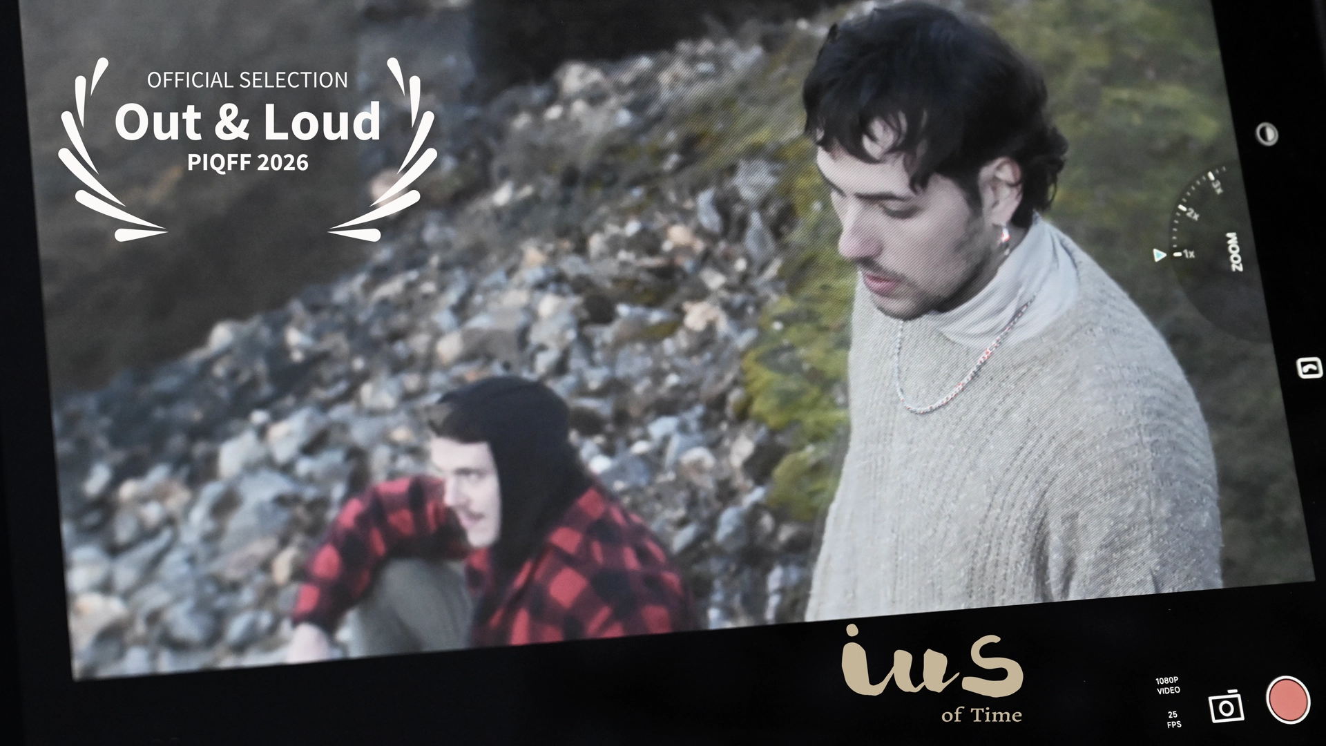 Monitor view during the filming of IUS of Time in Asturias with Out & Loud Pune International Queer Film Festival 2026 official selection laurels