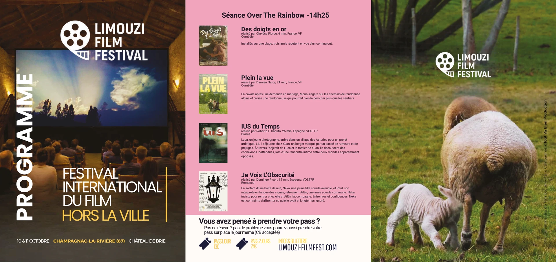 Portada del catálogo del Limouzi Film Festival 2026 y programa de Over the Rainbow, con IUS du temps en la sesión del 11 de octubre a las 14:25.